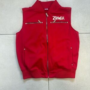 Zumba Fitness Red Jacket with Zipper Pockets